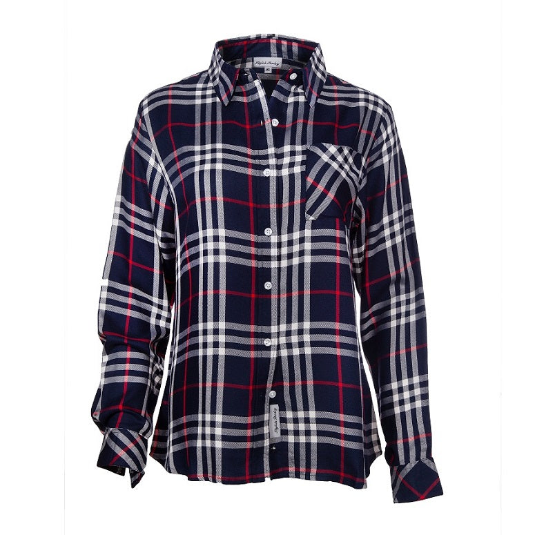 Regular Long-Sleeve Check Shirt - White/Navy, Shirts