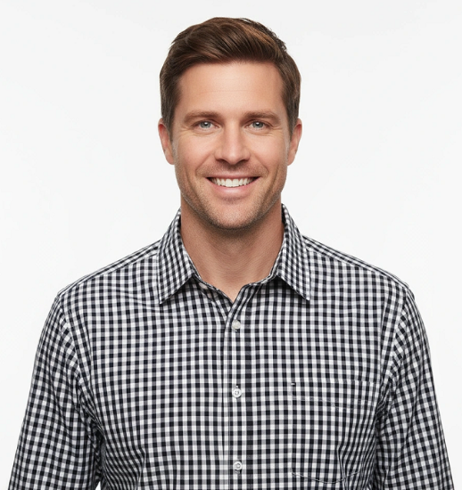Men's long sleeve gingham, button down check dress shirt. Navy/white Style 2364