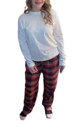 Ladies 2 Piece Flannel Pajama Set. Style 4302. Red/Navy