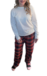 Ladies 2 Piece Flannel Pajama Set. Style 4302. Red/Navy