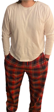 Men's 2 Piece Flannel Pajama Set. Style 4302. Color Red/Navy