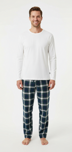 Men's 2 Piece Flannel Pajama Set. Style 4303. Color Olive