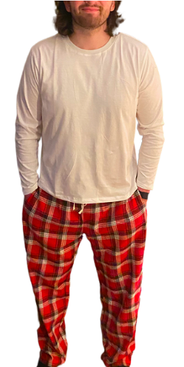 Men's 2 Piece Flannel Pajama Set. Style 4304. Color Red