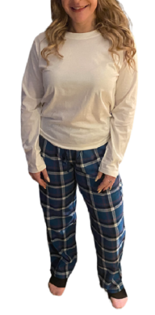 Ladies 2 Piece Flannel Pajama Set. Style 4305. Royal Blue