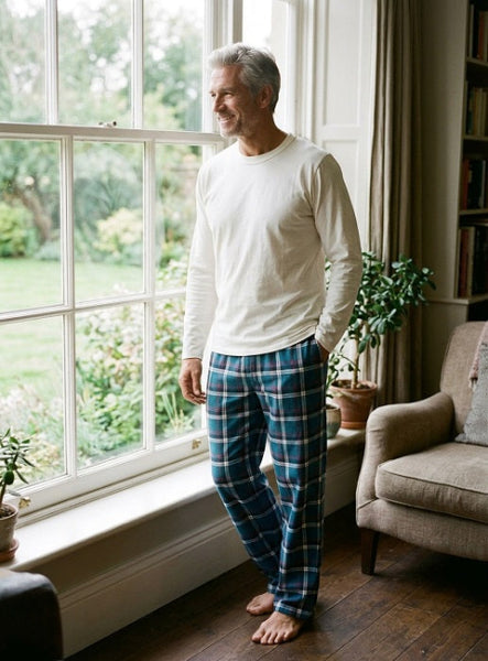 Men's 2 Piece Flannel Pajama Set. Style 4305.Color Royal Blue