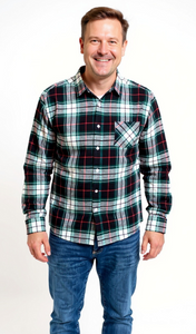 Men's Long Sleeve Brushed Flannel Shirt. Olive/Black Style 2249