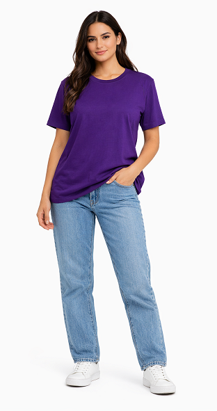 Ladies short sleeves,crew neck 100% cotton T shirt.Style 102