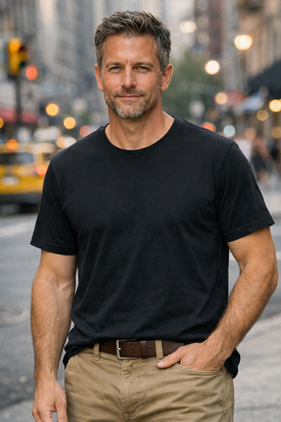 Mens Short Sleeve,Crew Neck, One Pocket , Comfortable Cotton T Shirt In Black & White . Style 101