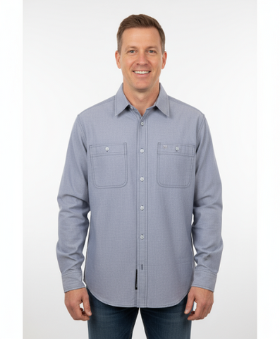 Men's Long sleeve oversized light blue chambray shirt. Style 50500