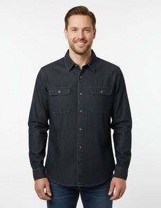 Men's Long sleeve oversized button down denim shirt. Style 20500