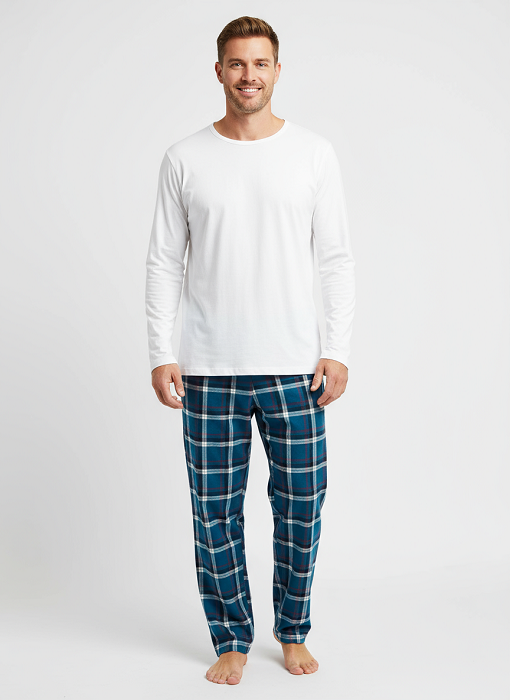 Men's 2 Piece Flannel Pajama Set. Style 4305.Color Royal Blue
