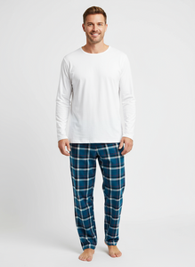 Men's 2 Piece Flannel Pajama Set. Style 4305.Color Royal Blue