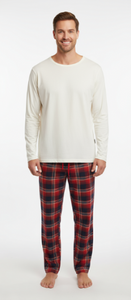 Men's 2 Piece Flannel Pajama Set. Style 4302. Color Red/Navy