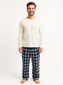 Men's 2 Piece Flannel Pajama Set. Style 4303. Color Olive