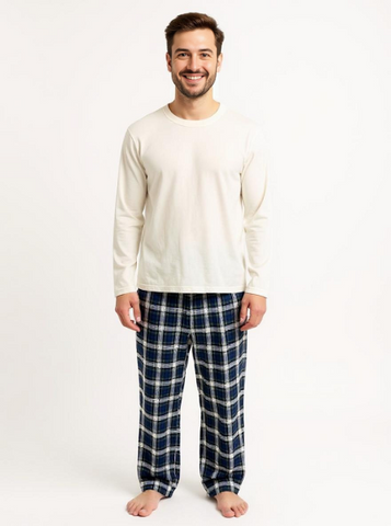 Men's 2 Piece Flannel Pajama Set. Style 4303. Color Olive