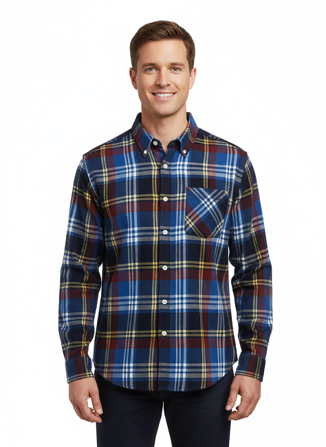 Men's long sleeve cotton twill shirt. Navy/Blue Style 2942