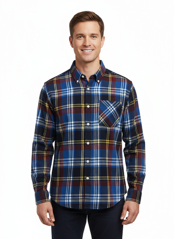 Men's long sleeve cotton twill shirt. Navy/Blue Style 2942