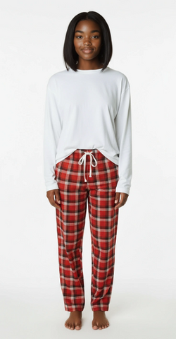 Ladies 2 Piece Flannel Pajama Set. Red Style 4304