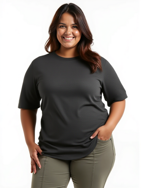 Ladies Short Sleeve, Crew Neck, One pocket,100% Cotton T Shirt in White & Black. Style 101L