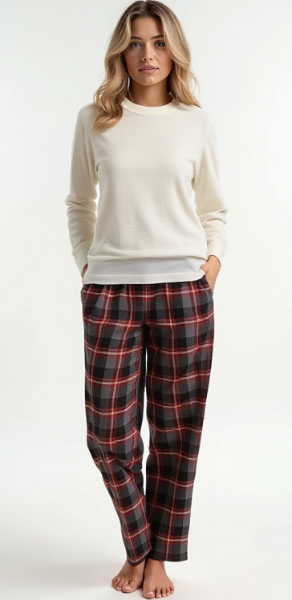 Ladies 2 Piece Flannel Pajama Set. Grey. Style 4301