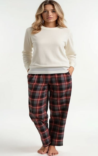 Ladies 2 Piece Flannel Pajama Set. Grey. Style 4301