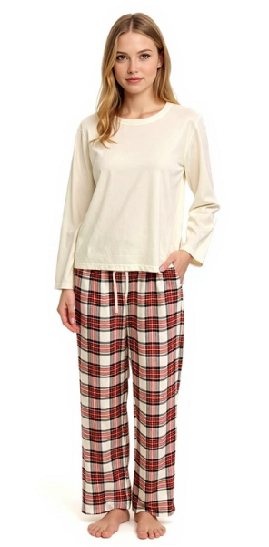 Ladies 2 Piece Flannel Pajama Set. Style 4300. Multi
