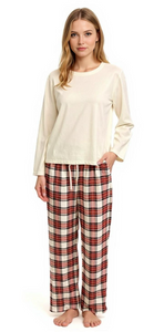 Ladies 2 Piece Flannel Pajama Set. Style 4300. Multi