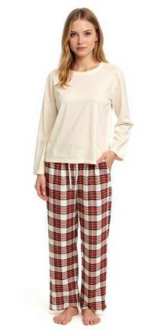 Ladies 2 Piece Flannel Pajama Set. Style 4300. Multi