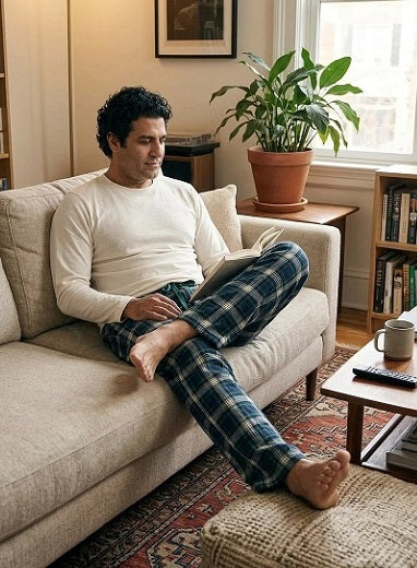 Men's 2 Piece Flannel Pajama Set. Style 4303. Color Olive
