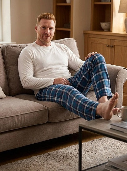Men's 2 Piece Flannel Pajama Set. Style 4305.Color Royal Blue
