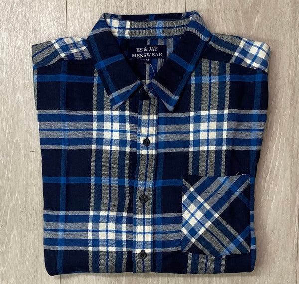 Men's Long Sleeve Flannel Shirt. Navy/Blue. Style 2228