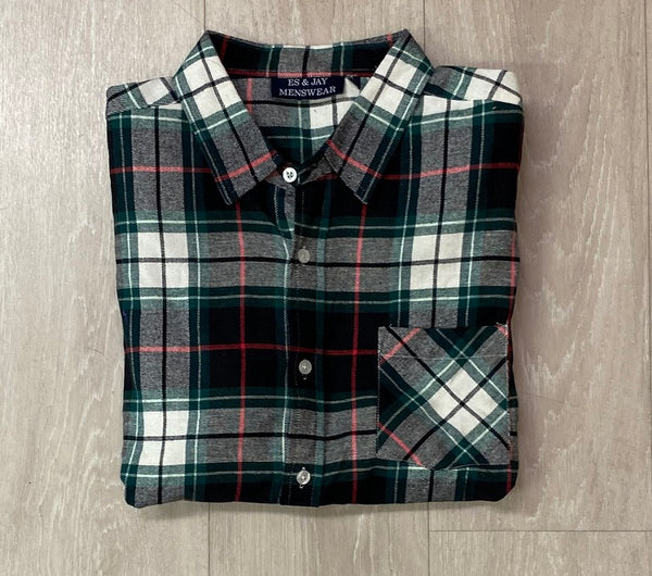 Men's Long Sleeve Brushed Flannel Shirt. Olive/Black Style 2249