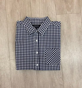 Men's long sleeve gingham, button down check dress shirt. Navy/white Style 2364