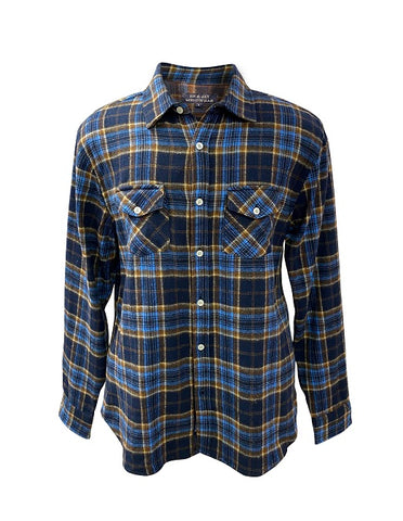 Men's long Sleeve Brushed Flannel Shirt. Navy. Style 2966