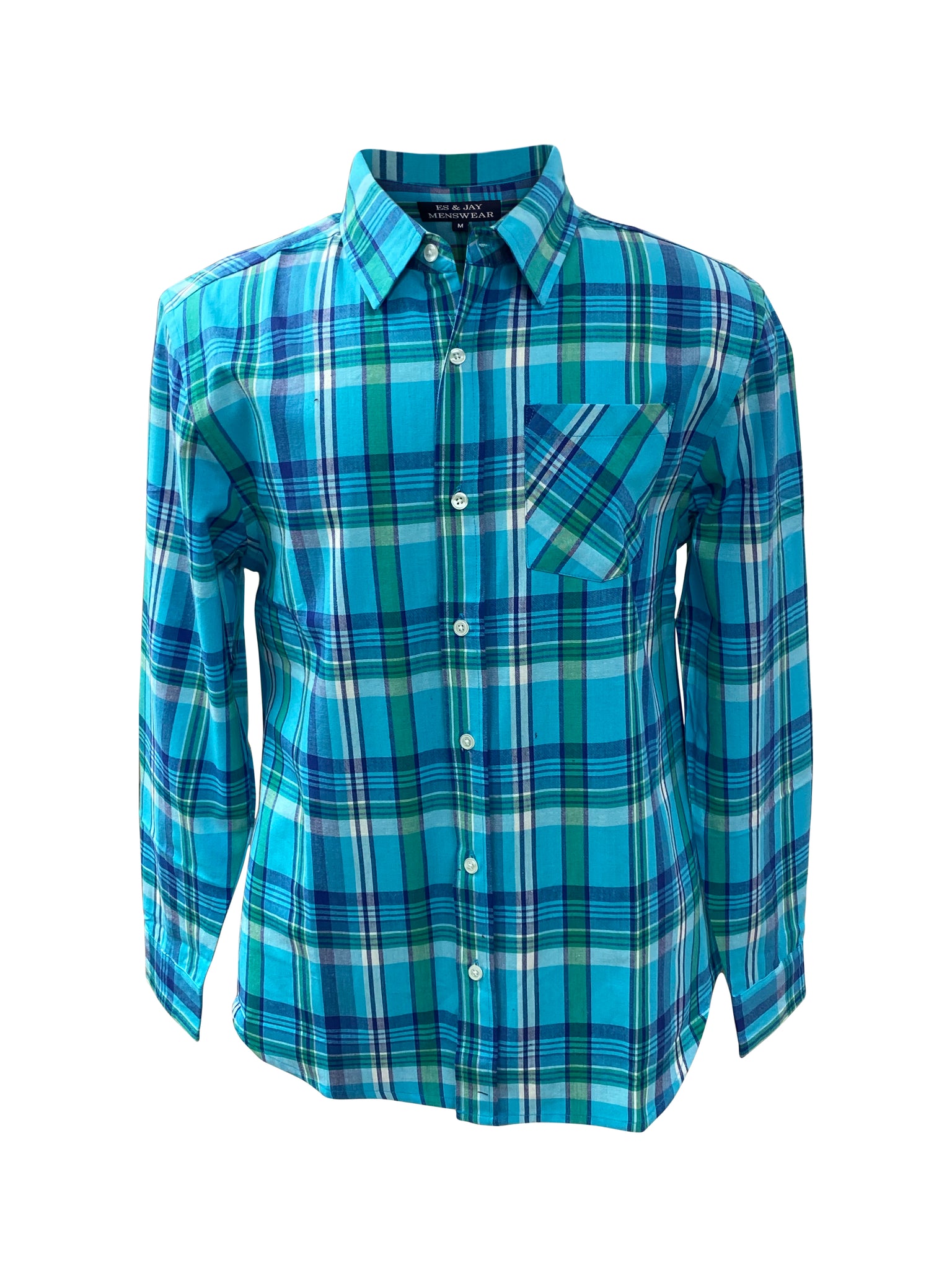 Long Sleeve Men's Indian Madras Check Shirt in cotton. Blue Style 3029 -  Stylish Shirley/Es&Jay Menswear