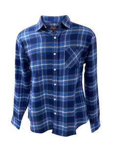 Men's Long Sleeve Brushed Flannel Shirt. Navy. Style 2941