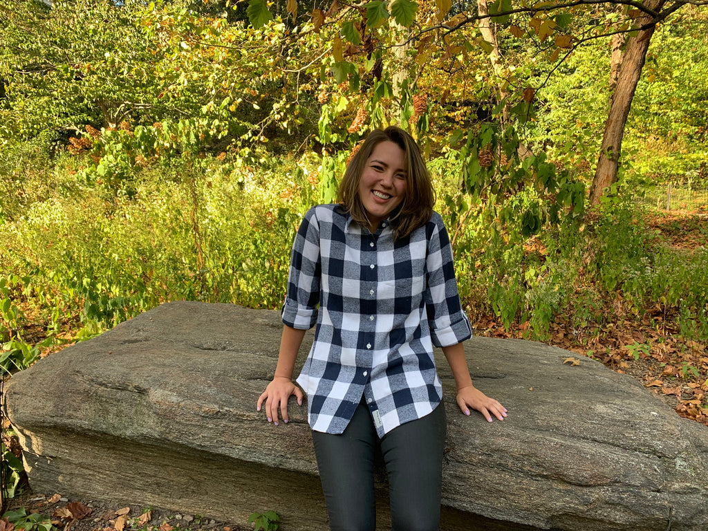 Ladies Long Sleeve Roll Tab Brushed Flannel Shirt. Black/ White