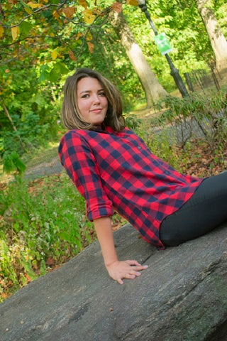 Ladies Long Sleeve, Roll Tab, Brushed Flannel Shirt. Red/ Navy plaid. Style #9303